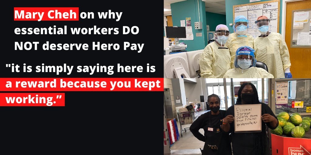 Essential workers are deeply offended by  @marycheh's remarks at last week's budget vote. During the pandemic, essential workers not only 'kept working' - they risked their lives every day on our District's frontlines! #HeroesPayAct #DCEssential #1u