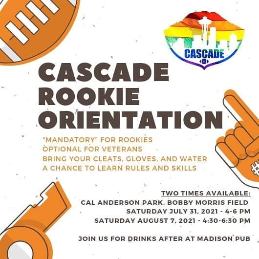 CascadeFlag's tweet photo. #Cascadeflagfootball #rookieorientation starts this weekend!  Great opportunity to to learn more about the game, start to develop skills, learn the rules, and have fun!  Join us! #Seattle #GaySeattle #LGBTQ #lgbtqsports #LGBTQSeattle #gaysports @SeattleGayScene @SeattleLGBTQ https://t.co/qFgyS4XAsF
