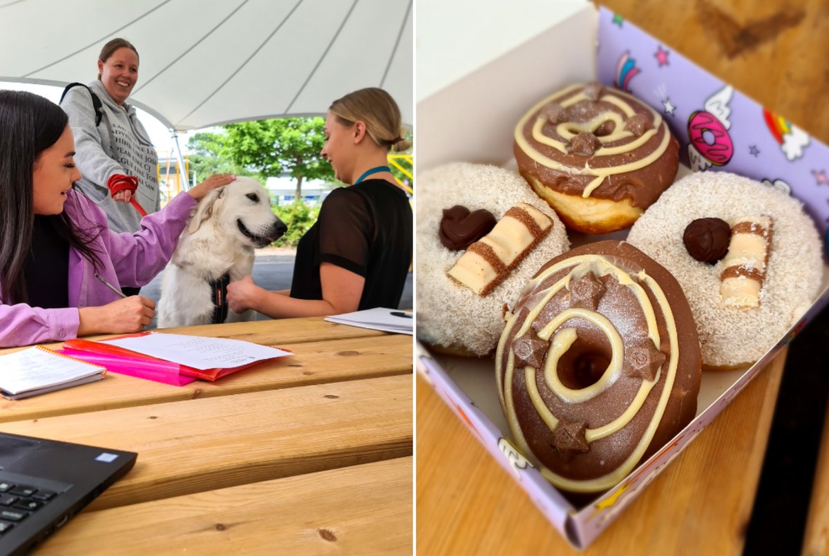 lshears_'s tweet photo. Such a special afternoon seeing my colleagues in real life after a long 17 months. The surprise visit from Zappa & @samgascoyne15 and the donuts were the (literal) icing on the cake! #teamBASIL https://t.co/yriTTpTLlN
