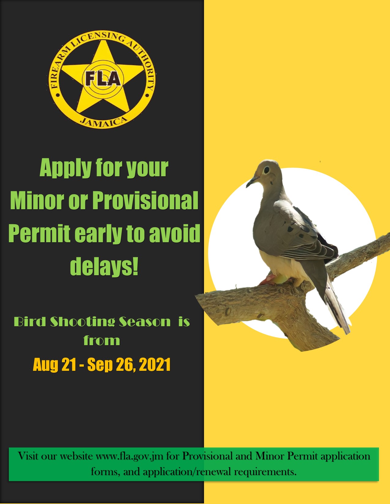 Firearm Licensing Authority on Twitter "The Bird Shooting Season commences August 21, 2021 and