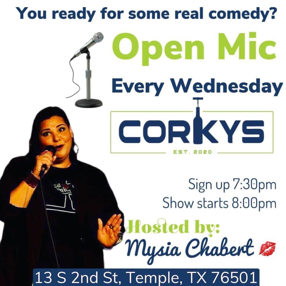 Wednesday is here!!! 😃 this means Open Mic! At Corkys Wine and Beer Tour Temple we’ve made it half way through the week so let’s celebrate and enjoy some comedy.

#openmic #texascomedy #templetexas