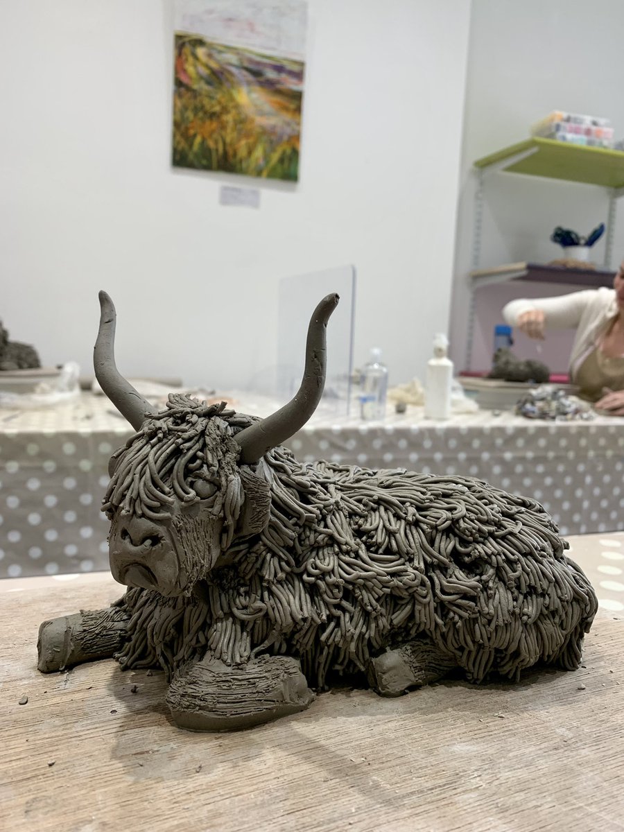 BingleyCraft's tweet photo. Check out these moody cows from today’s hand-built ceramics class with @EarthTwisted #Bingley #thecrafthouse #workshops #highlandcows https://t.co/ikDBxsnHUl