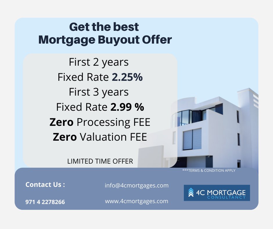 2.25% Fixed for 2 Years. Get the best mortgage buyout offer. Call our Experts+971-4-2278266 / What’s App 971 551860354   tinyurl.com/bdbtdkw  
Subscribe to our Newsletter 
#mortgageindubai #dubai #mortgage #mortgagebuyout #refinanceyourmortgage #uaeresidents #NonResidents
