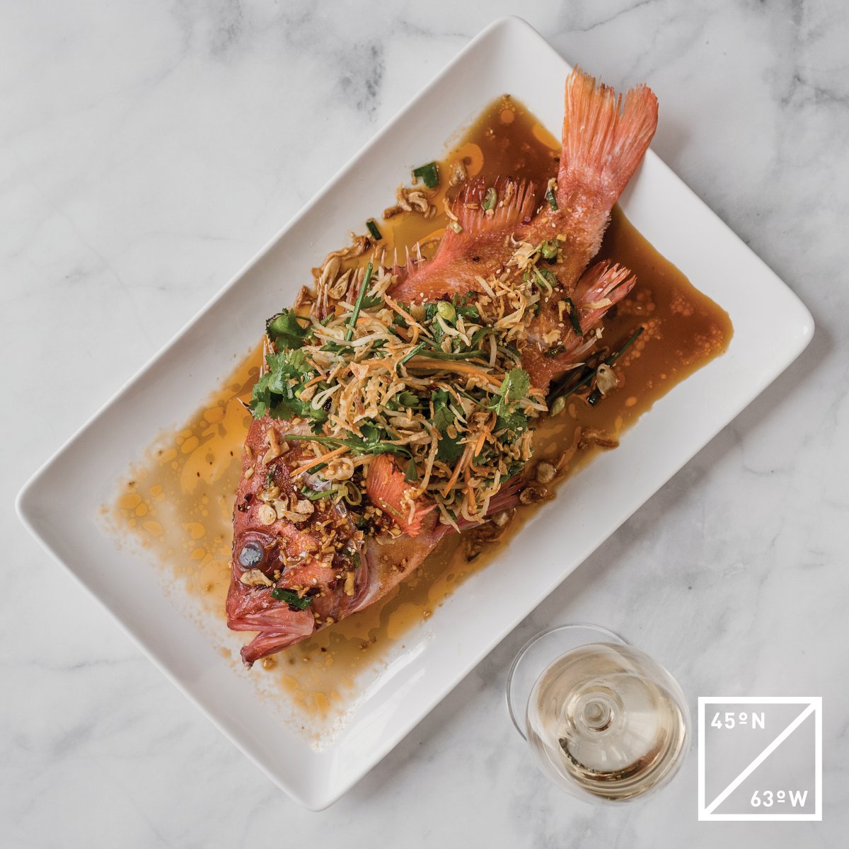 New seafood TREND alert: Fin-to-gill dining. Driven by cost and sustainability, expect to see more interest in the full use of the whole fish. Today nearly 1/2 of each fish (the byproducts) are thrown away in most countries. Shown here: a beautiful whole Nova Scotian RED FISH.