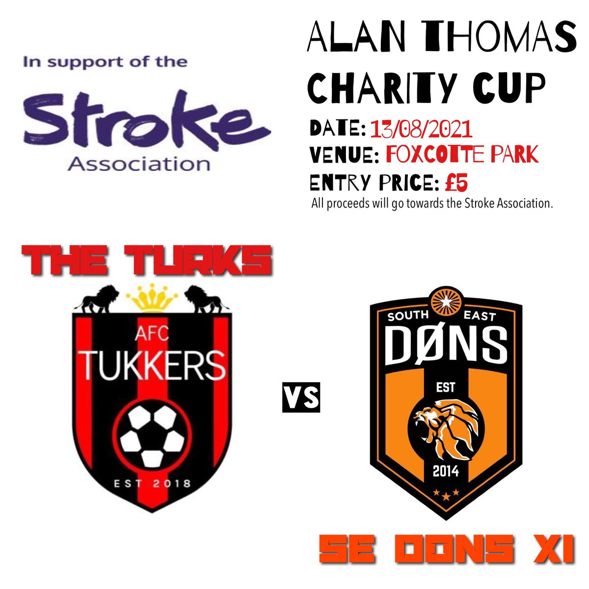 AFCTukkers's tweet photo. Just over 2 weeks to go until the charity event vs @sedonsfc XI 🔥

Here’s some information.
- 6pm Gates Open
- 7:45 KO

It’s a ticketless event, no capacity limit. There will be 2 turnstiles to go through, one is cash only and the other is cash/card payments.

UP THE TURKS ❤️🖤 https://t.co/mgi7kPbYEZ
