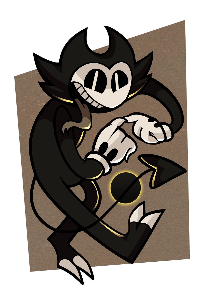 Valonidee's tweet image. A drawing of my good friend @FullmoonDagger 's bendy  Hellion! please go follow them they're very talented :D