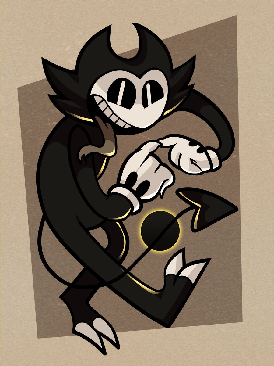 Valonidee's tweet image. A drawing of my good friend @FullmoonDagger 's bendy  Hellion! please go follow them they're very talented :D
