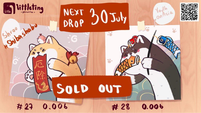 Thank you so much for today ❤️ We will see the next drop No. #29 #30 in littleting parasites collection on 30 July! 😻 Love ya all

opensea.io/collection/lit…

#NFTCommunity #ThaiNFT #NFTs #nftart #nftcollector #nftcollectors #littleting