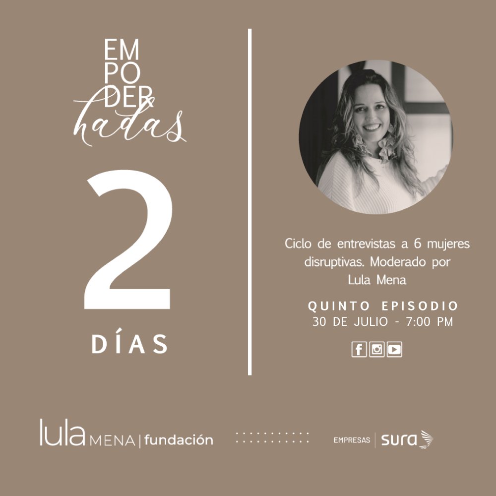 ASESUISA's tweet photo. ¡Faltan 2 días para el próximo capitulo de #Empoderhadas!
Sintoniza este viernes 30 de abril a las 7 pm nuestro 5° episodio junto a Carmen Basso, Coach de vida y escritora, desde las redes sociales de @lula_mena https://t.co/WY5K8tdHmS