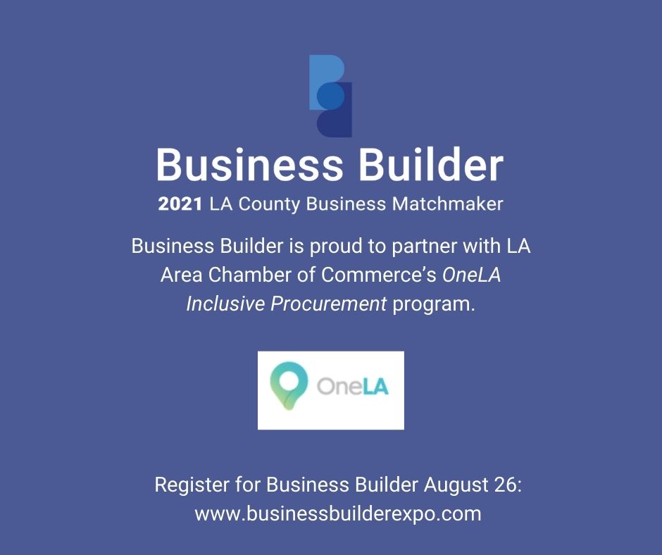 BusinessBuildLA's tweet image. Business Builder is proud to partner with @LAAreaChamber's OneLA Inclusive Procurement Program. Register for Business Builder August 26: businessbuilderexpo.com #BusinessBuilder2021 #professionalservices #commodities #construction #supplierdiversity