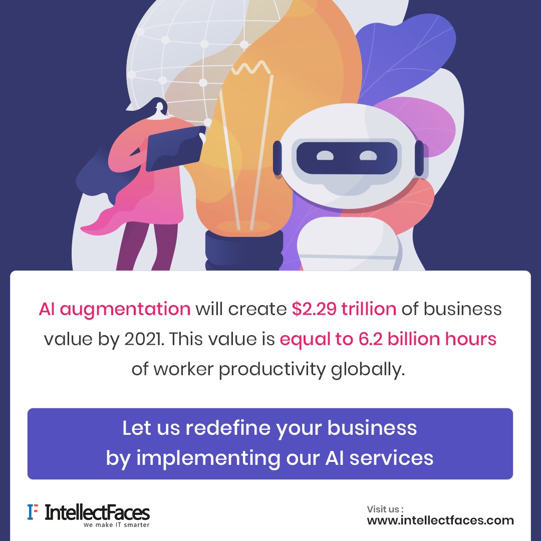 intellectfaces's tweet photo. #AIAugmentation is creating sparks in business by improving the quality of digital products and by reducing errors that show up. Thus by creating more room for creativity by doing tasks that are high cost for very little added value.
.
.
#intellectfaces #MachineLearning https://t.co/URCLjcbJdi