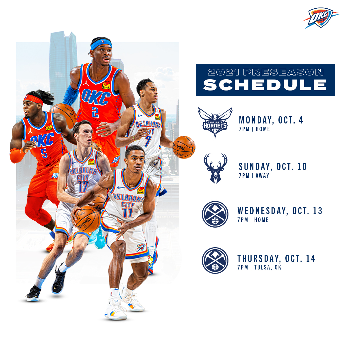 Oklahoma City Thunder, Schedule