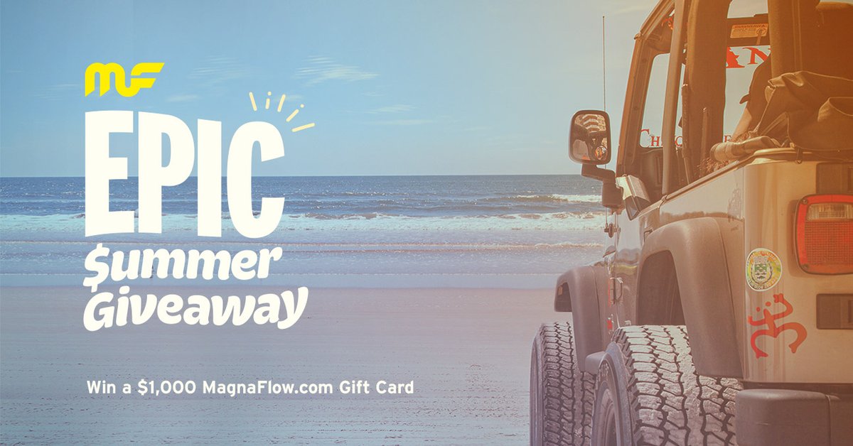Magnaflow's tweet image. Summer is in full swing and we want to help get your ride ready for new adventures with a $1,000 gift card to MagnaFlow.com! Giveaway closes 8/12/21 @ 10 p.m. PST. 

ENTER NOW: bit.ly/3xkWmVj

Don’t forget to mention 3 friends looking for an exhaust upgrade!