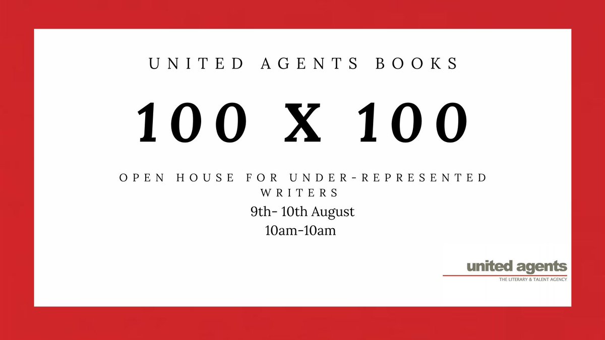 📢 For 24 hours, United Agents Books Department will be holding an Open House submissions window to encourage submissions from groups that are under-represented in the creative industries. (1/3) 📢