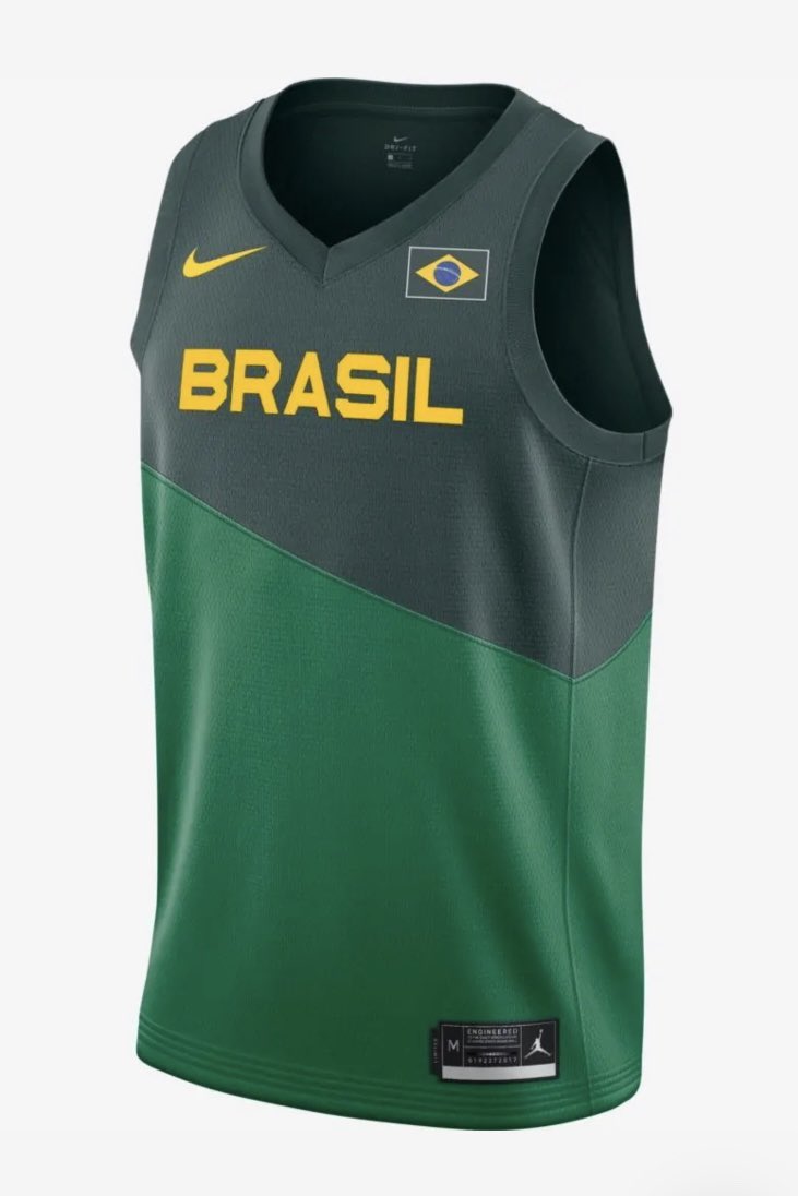 Camisas da NBA on Twitter: "Bonita a nova camisa de basquete do Brasil.  Gosto das cores, dos tons de verde, do recorte em diagonal da bandeira.  #MantoDoRecomeço Mas parece que estão apenas
