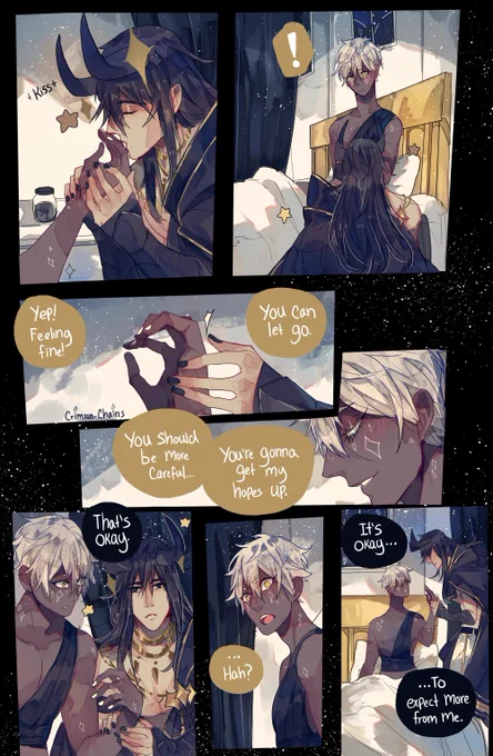 Yildun being all sweet~~
Polaris can hardly believe what he's hearing! :O
But, it's def good to hear it >w<  

#starcrossed 