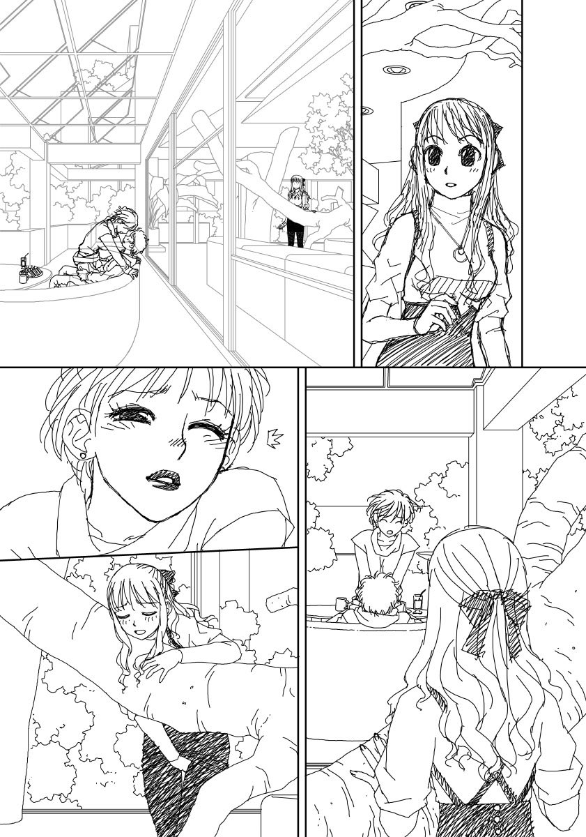 「My doll house」の下描き
台詞フキダシ擬音無し絵その、19

まだまだ続く背景の使い回し😱
朝から(設定)何やってるんでしょーねぇ 