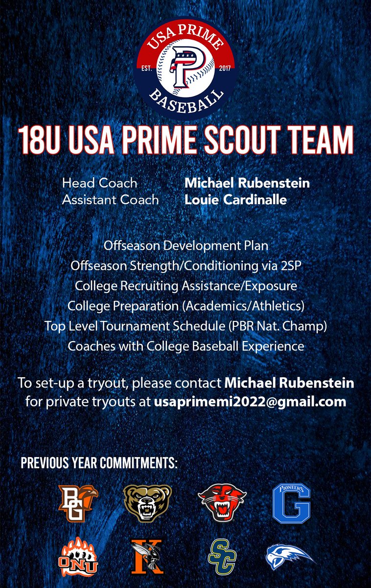 🚨 2022 18U TRYOUTS 🚨

After having a successful season and placing 8 players across all divisions of College Baseball, come maximize your potential and college recruiting by joining our high level roster.

Those interested in a private tryout should DM us or our coaching staff.