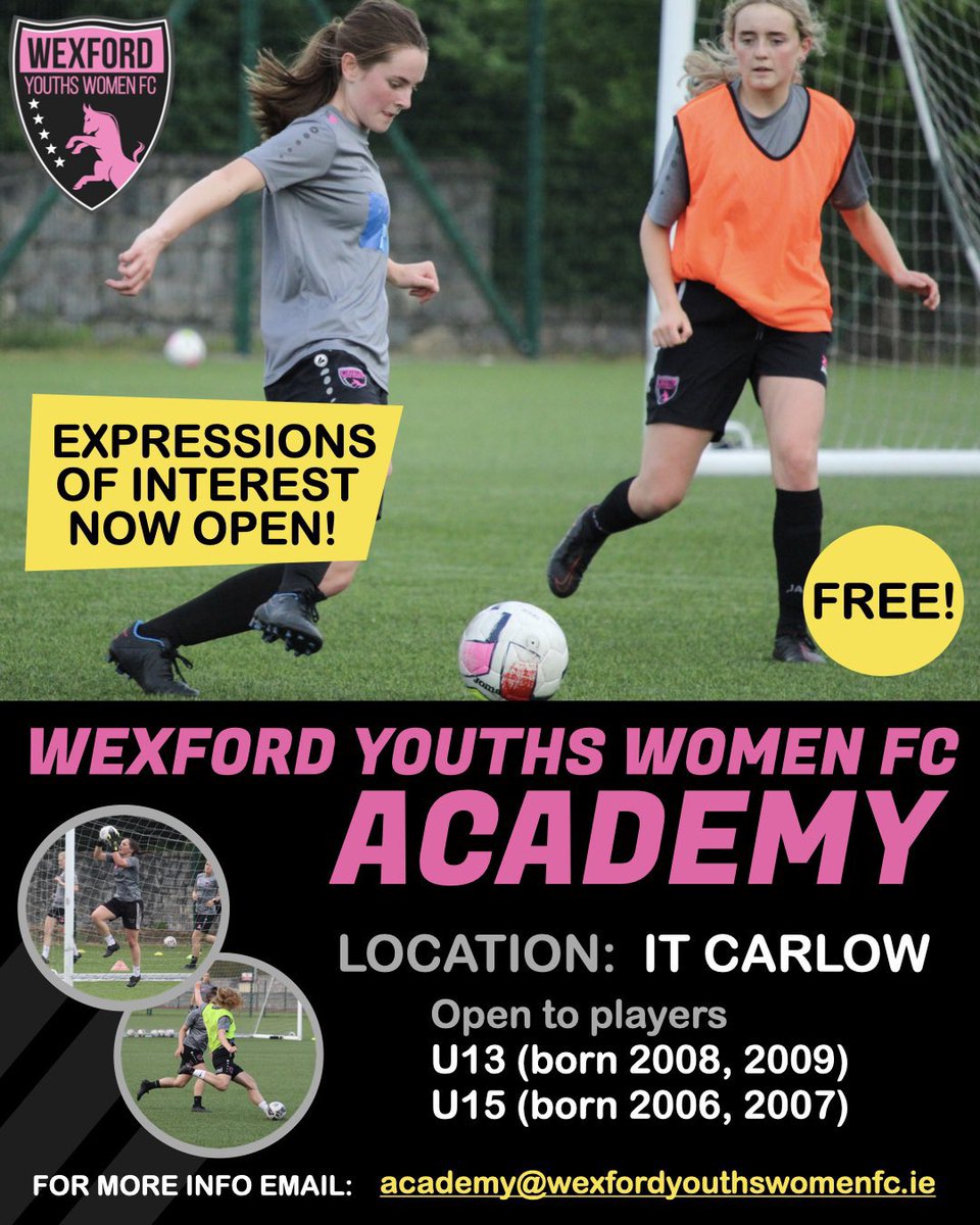 📢 U13 / U15 ACADEMY 

Just 2 Weeks to go before our brand new Free Academy kicks off at IT Carlow!

Have you booked your place yet?

Just fill out the relevant form or contact us at the email address shown below.

U13 ➡️ docs.google.com/forms/d/e/1FAI…

U15 ➡️ docs.google.com/forms/d/e/1FAI…