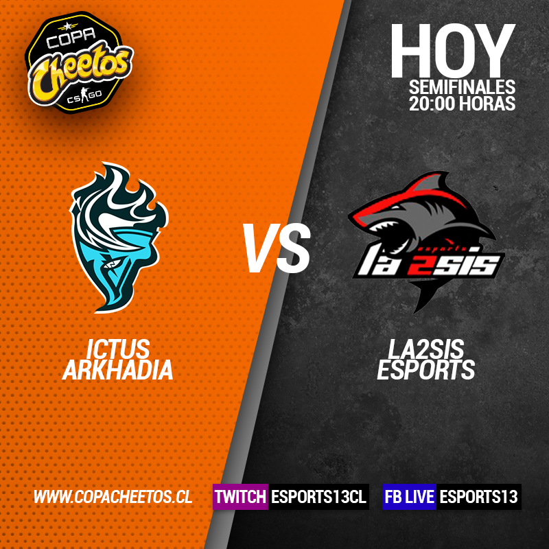 ¡Hoy se define el primer finalista! 🏆 Desde las 20:00 horas no te pierdas EN VIVO la primera SEMIFINAL de la Copa Cheetos de CS:GO, cuando ICTUS ARKHADIA se enfrente a LA2SIS por Twitch.tv/esports13cl y Facebook.com/esports13 📲

¡Acompáñanos en la transmisión!🔥