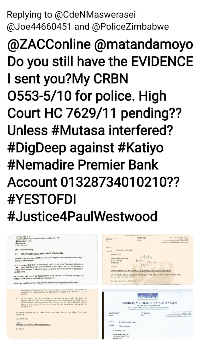 PaulPaulus13's tweet photo. @ProfJNMoyo https://t.co/dU39NJasQx
@daddyhope @Wamagaisa @DrGugu_WNcube @PedzisaiRuhanya @cdesetfree @fortunechasi @mimmitwit @TMahlatini @MamoyoT @Mamoxn @LynneStactia @CdeNMaswerasei @royalqueendee @maDube_
"🇿🇼Open4Business"?
#TEMBASVICTIMS
#YESTOFDI
#JusticeForPaul https://t.co/nsdwS3a5mM