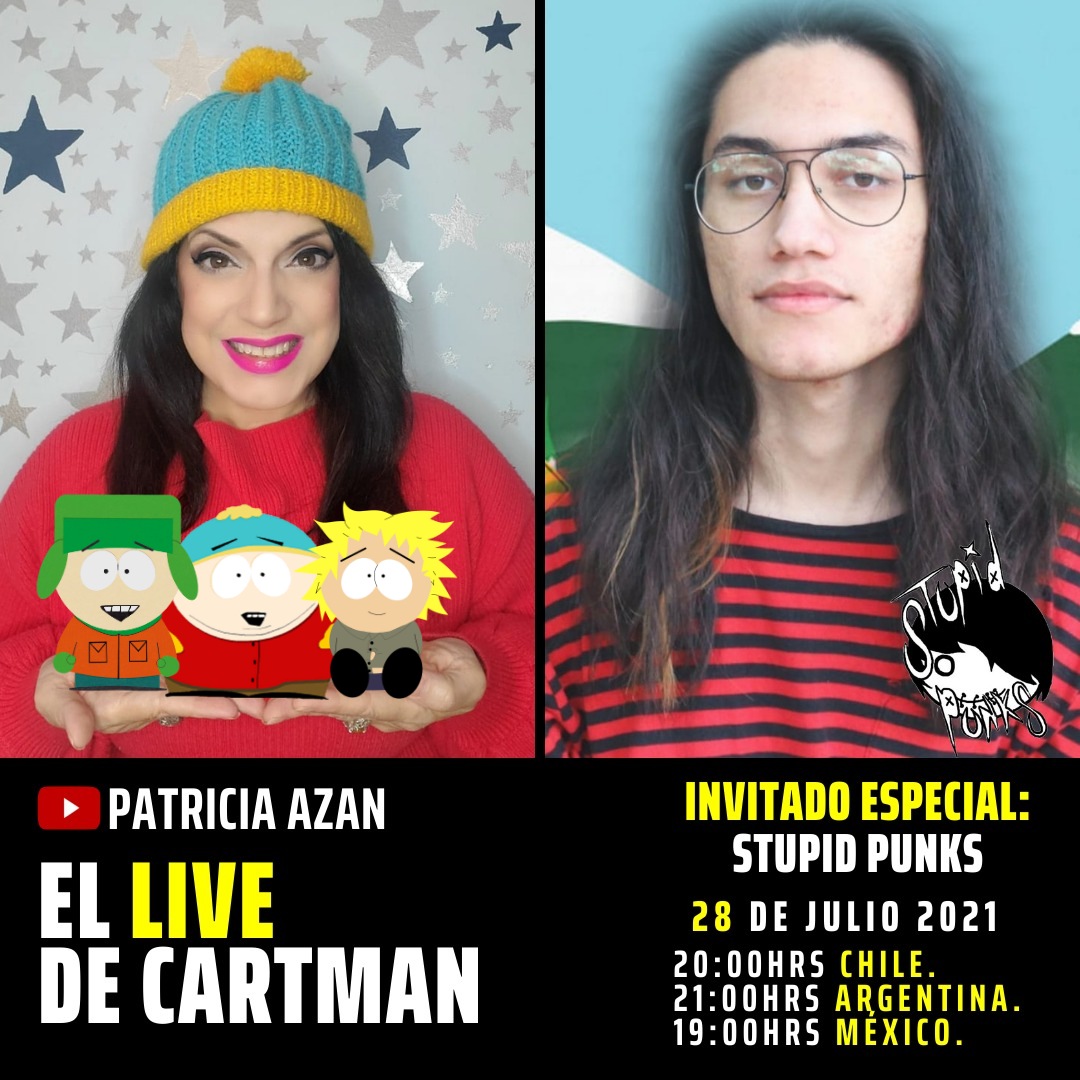 Pattyazan's tweet photo. Hoy En VIVO EN YT Cartman Entrevista a @DavidLopezGtz !!! No se Lo Pierdan!!! Y Suscribanse a mi canal!!! RESPETEN MI AUTORIDAD!!!! #lachicatoon #thattoongirl #southpark #comedy #stupidpunks ❤💙💛 Los Quiero!!! link https://t.co/LPYNVebsYp https://t.co/n7HzMy9JxR