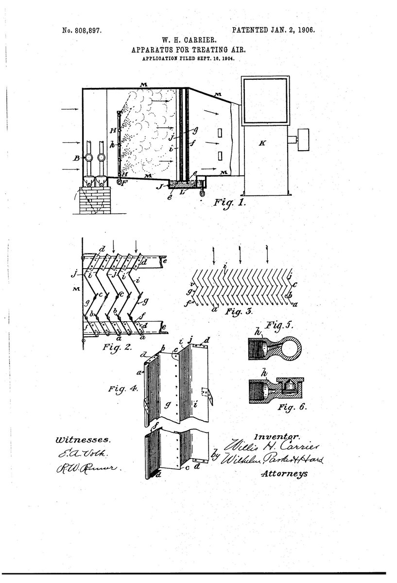 ChewytheSeal's tweet photo. APPARATUS FOR TREATING AIR - US808897A
Inventor - Willis H Carrier
Granted in 1906
#TeamSeal #practicalpatent #modernAC
@ExplodingPossum @JillLum1 @Pixieprogrammer @gypsea1997 @BrazilBonny @chirpykittys @fred7722 @SilentHeadbang1 https://t.co/TRSissbdGw
