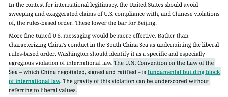 unclosdebate's tweet photo. Argument: U.S. would have more success at arguing for a rules-based international order with China if it cited specific agreed-upon rules (ex. UNCLOS) and was also party to those agreements:

https://t.co/HZ80DJL3hc https://t.co/68VH85WbYB