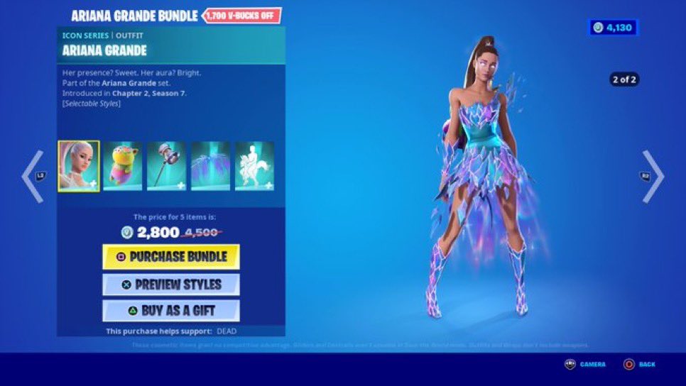 scoobydoo_crew's tweet photo. I am finally back - after months of a broken PS4 ๐๐๐คฃ I had to get it in time for my @ArianaGrande skin โ๏ธ using code #DEAD โผ๏ธ๐ช of course #CodeDEAD @NlNJAX #Fortnite @FortniteGame use code #DEAD to support!!! ๐๐โจ๐ https://t.co/FkBhiO9g0J