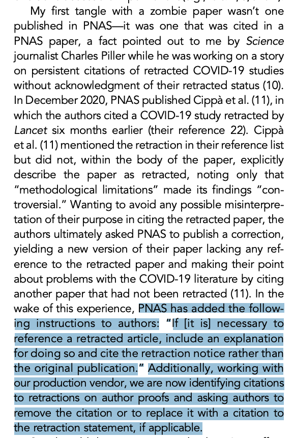 jschneider's tweet photo. @ivanoransky @SWexner @NEJM @RetractionWatch @cpiller @ScienceMagazine Great work, @PNASNews! 
'PNAS has added the following instructions to authors: “If [it is] necessary to
reference a #retracted article, include an explanation
for doing so and #cite the retraction notice rather than
the original publication.” '
https://t.co/0IIKeieNgY #RISRS https://t.co/zeQiRdk1Nz