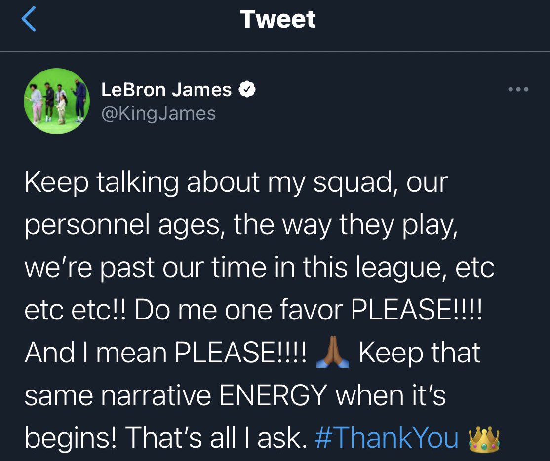 RTNBA's tweet photo. LeBron calls out all the fans doubting the Lakers. 👀 https://t.co/Ii7ISVcrVr