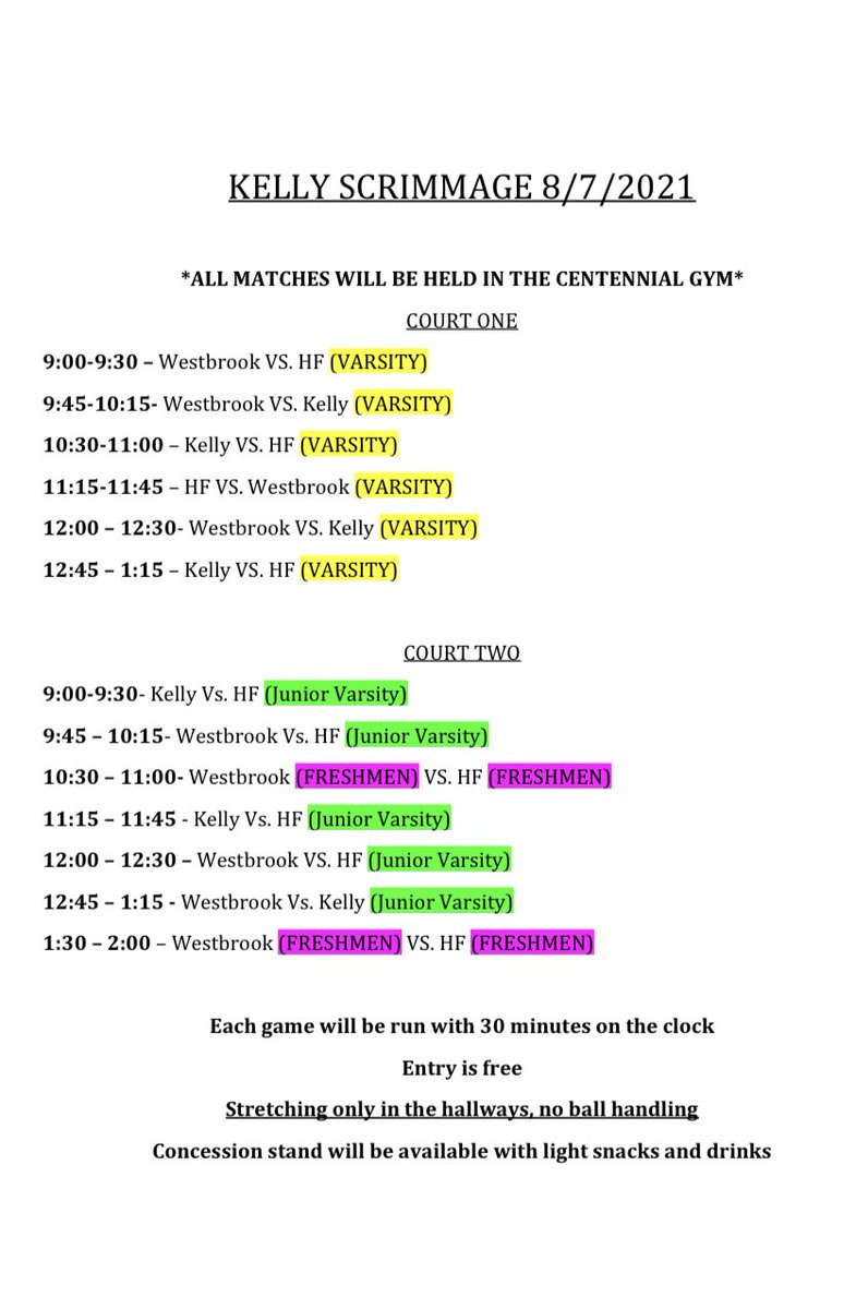 We have a Scrimmage at Liberty this Friday followed by a Scrimmage Saturday at Kelly! 
Make sure to come out and support!