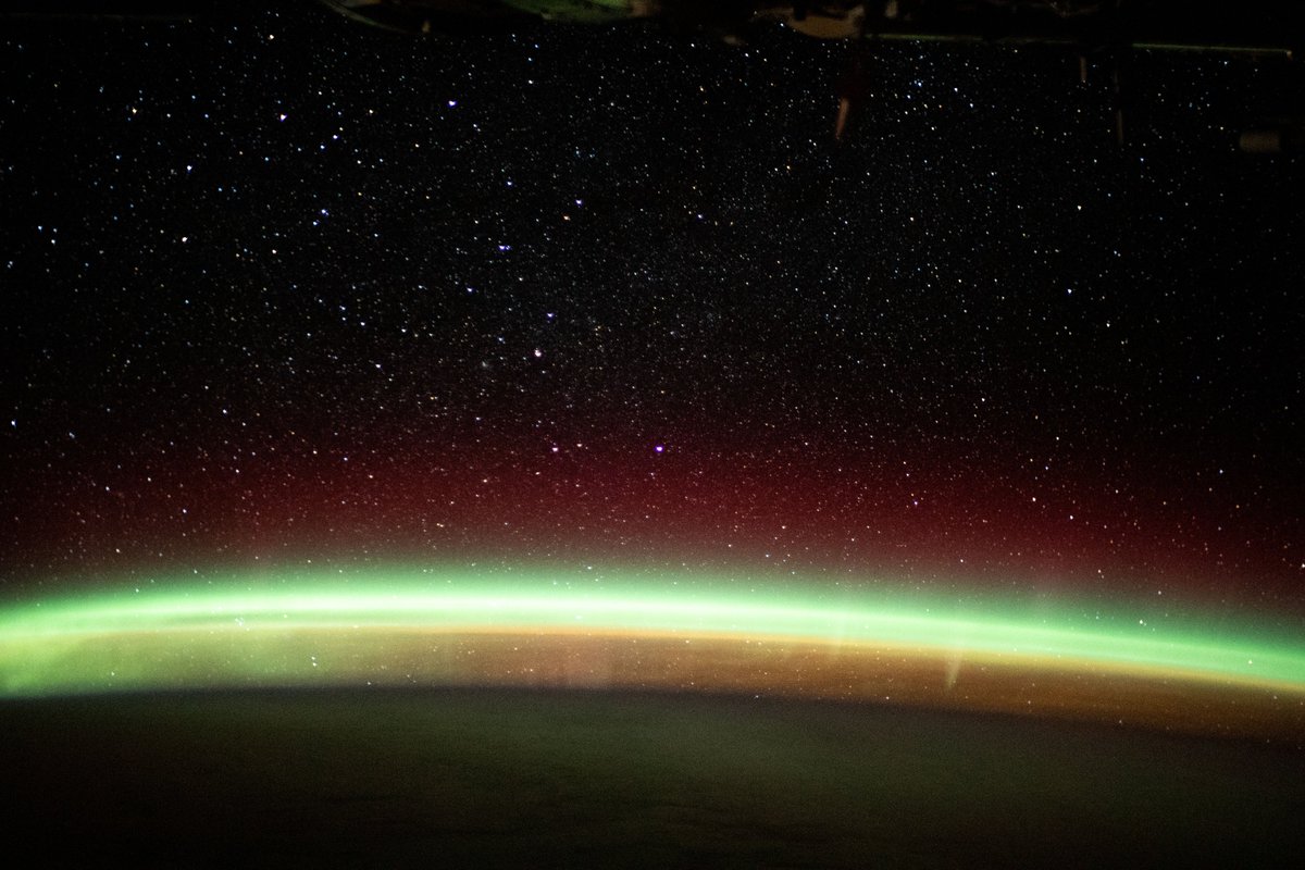 iss065e214221 (Aug. 2, 2021) --- The aurora australis streams across the Earth's atmosphere as the International Space Station orbited 270 miles above the southern Indian Ocean in between Asia and Antarctica.