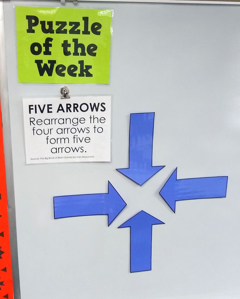 mathequalslove's tweet photo. I can't wait to try this five arrows puzzle with students next week! 

https://t.co/VhL3hIkbEf 

#mtbos #iteachmath #puzzlingclassroom https://t.co/OtfN2zgSHZ
