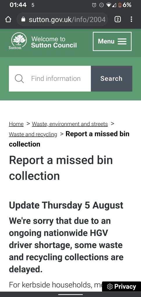 dr_draycott's tweet photo. So, apparently now bins in Sutton (London) are not being connected due to the HGV driver shortage. https://t.co/A3iB0P1akz