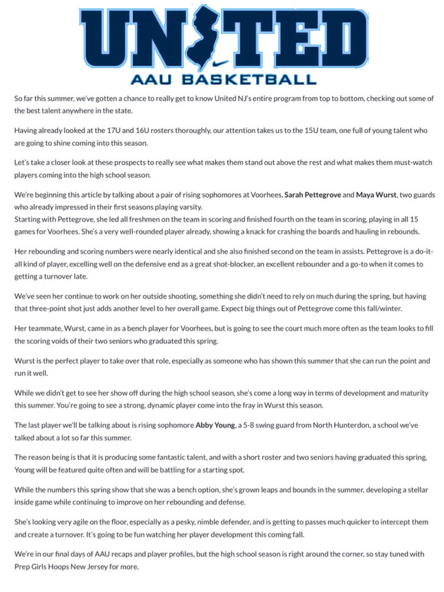 unitedNJaau's tweet photo. Three great write ups for our 16u and 15u teams by @PGHNewJersey. Thank you for the support for our girls that work so incredibly hard. https://t.co/ZQzTSwPnlg