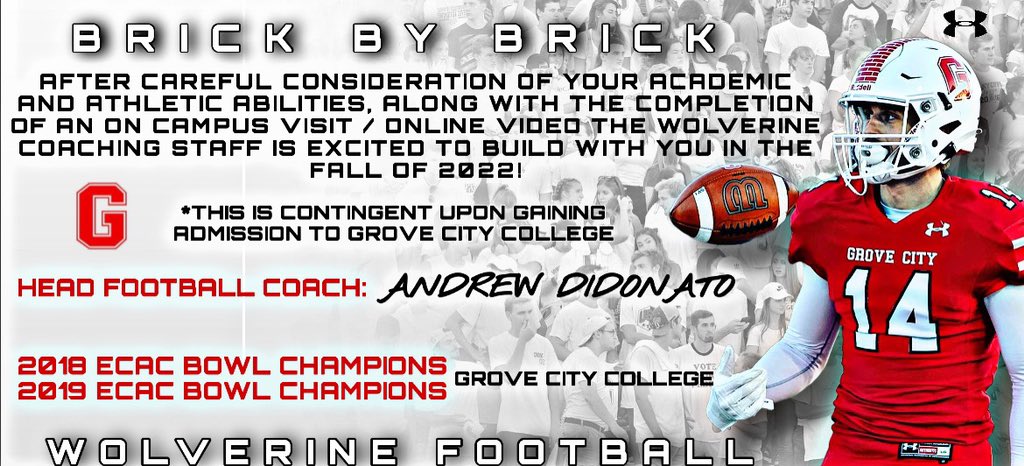 Happy to say i’ve received a roster spot offer from grove city college! thank you! <a href="/CoachDiDonato/">Andrew DiDonato</a> <a href="/CoachGMatthews/">Geoff Matthews</a>