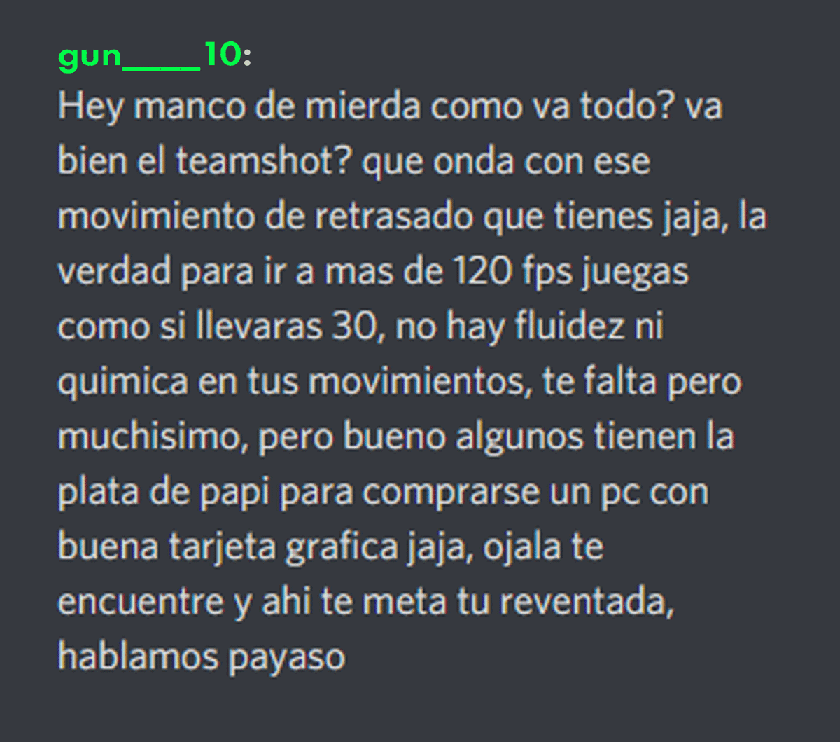Probablemente este sea el mejor comentario que me han dicho en stream hasta ahora😂. Me sorprende como las personas se toman enserio un partida de Quickplay 🤡. Nos vemos mañana en stream, gn 🌙.
