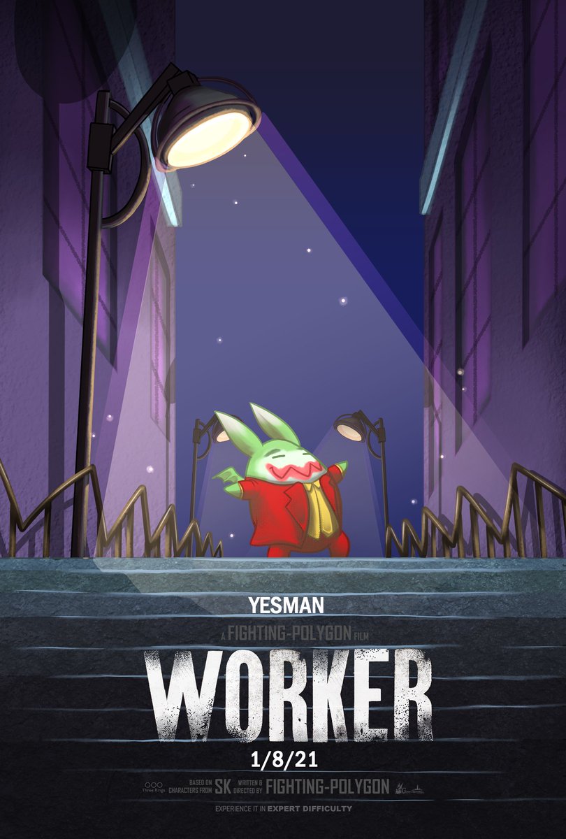 DrawingPolygon's tweet image. Movie poster parody of Joker (2019) but #spiralknights edition *sad devilite honk* 
Entry for Ainogommon's SK Art contest in the forums and the Arcade discord server, there's still 16 days left to enter!