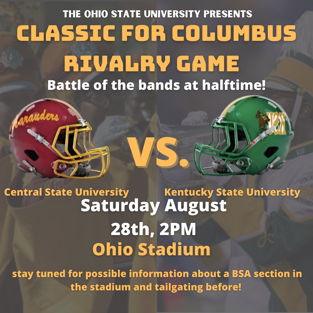 Save the date!! August 28th OSU will be hosting the rivalry game between Central State University and Kentucky State University with a Battle of the Bands at halftime. Y’all definitely don’t want to miss this event!