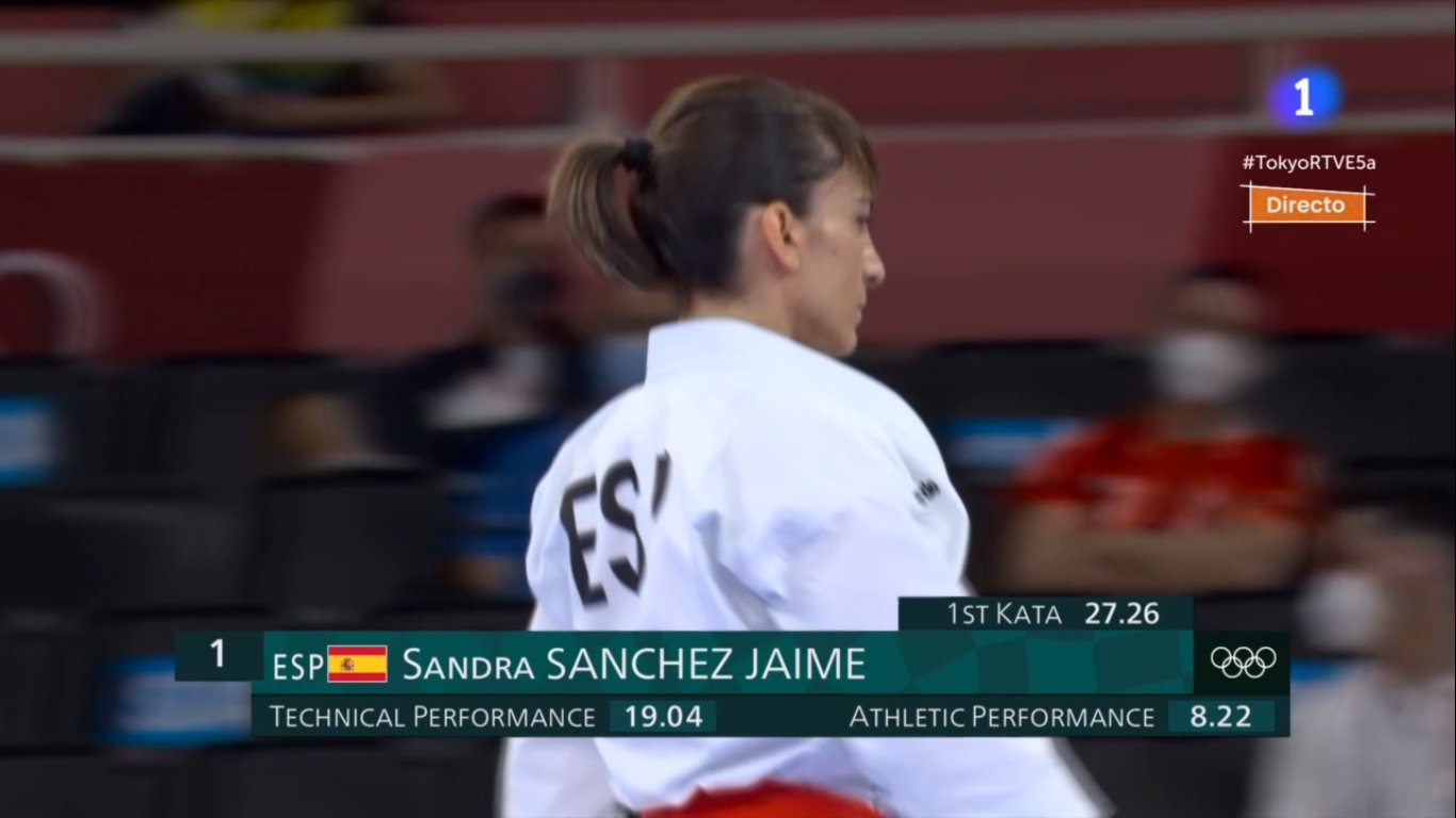 Sandra Sánchez, tras su primera kata de los Juegos.