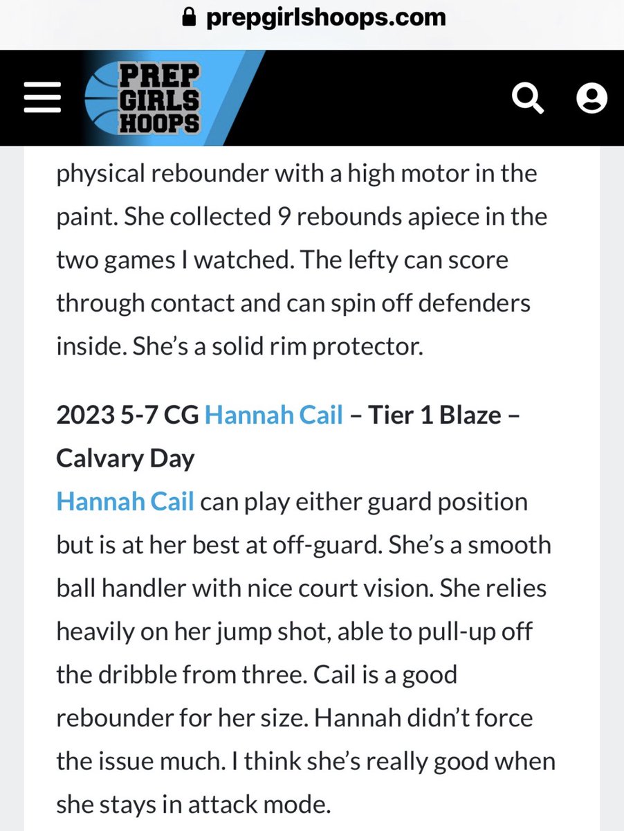 🔥c/o ‘23 Hannah Cail <a href="/hannahcail5/">Hannah Cail</a> is a super smooth combo guard, with a green light behind the arc! Puts the ball on the deck with ease. <a href="/Cavalier_Sports/">Calvary Day Athletics</a> <a href="/GoCavsWBB/">Lady Cavs Basketball</a> <a href="/tier1basketball/">Tier 1 Basketball</a>