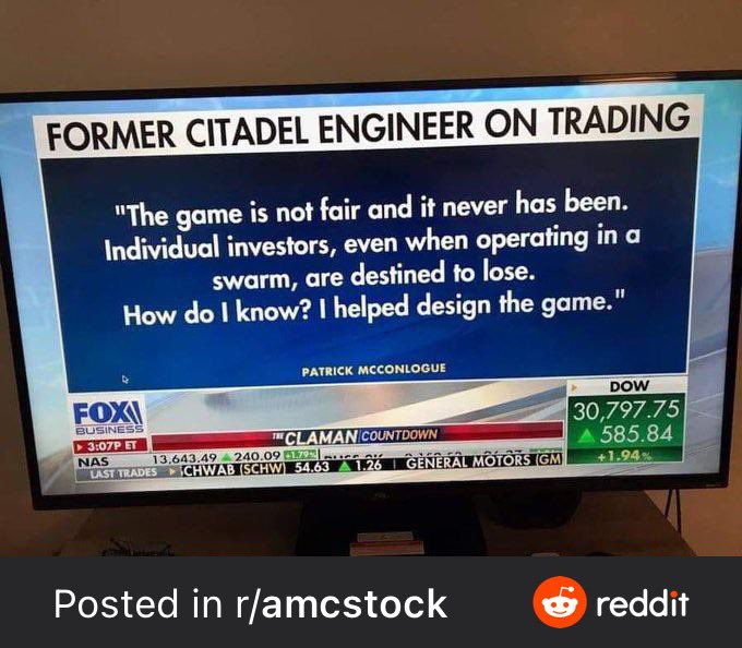 Rigged! Gotta play by our own rules apes, HODL! 

#AMC