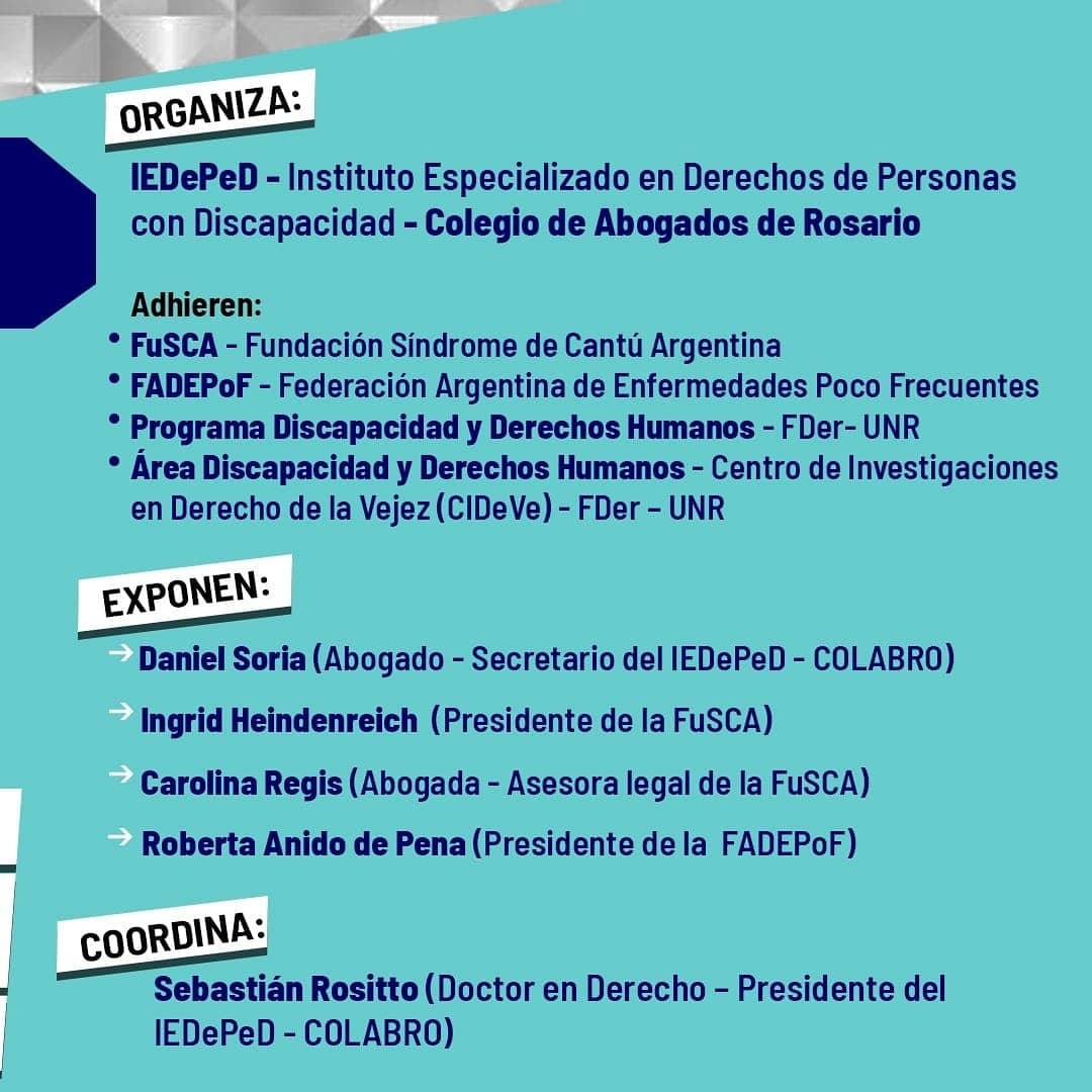 CarolaRegis's tweet photo. Mañana estaremos con @iaheidenreich exponiendo sobre las #EnfermedadesPocoFrecuentes 👇👇 #Rosario #ColegioDeAbogados https://t.co/qGkPF3dFqK