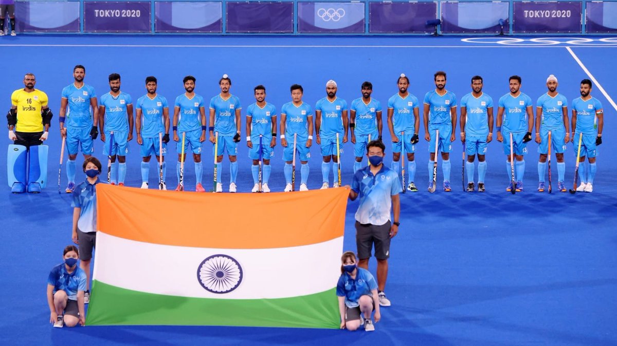 India's 12th Medal in Hockey at Olympics 🇮🇳🏑

1928 Amsterdam: 🥇
1932 LA: 🥇
1936 Berlin: 🥇
1948 London: 🥇
1952 Helsinki: 🥇
1956 Melbourne:  🥇
1960 Rome: 🥈
1964 Tokyo: 🥇
1968 Mexico: 🥉
1972 Munich: 🥉
1980 Moscow: 🥇
2020 Tokyo: 🥉

#Tokyo2020 | #Teamindia | #Hockey