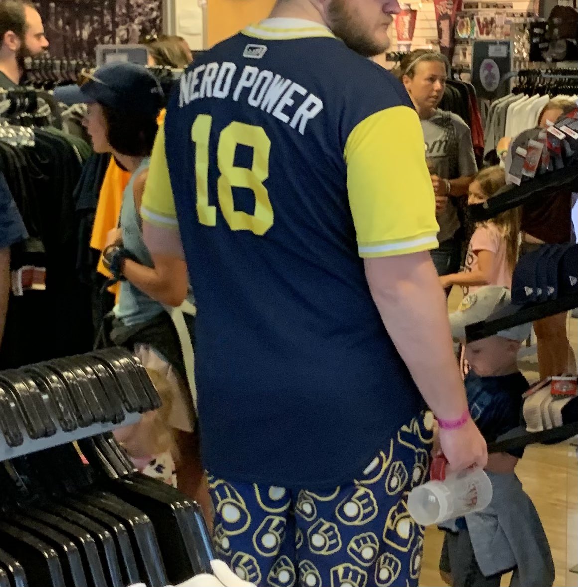 JerseyoftheGame's tweet photo. Homestand honorable mention: Nerd Power! #tratnation #brewcrew #jerseyofthegame #randomjerseysightings https://t.co/KQG7kbu7Hn