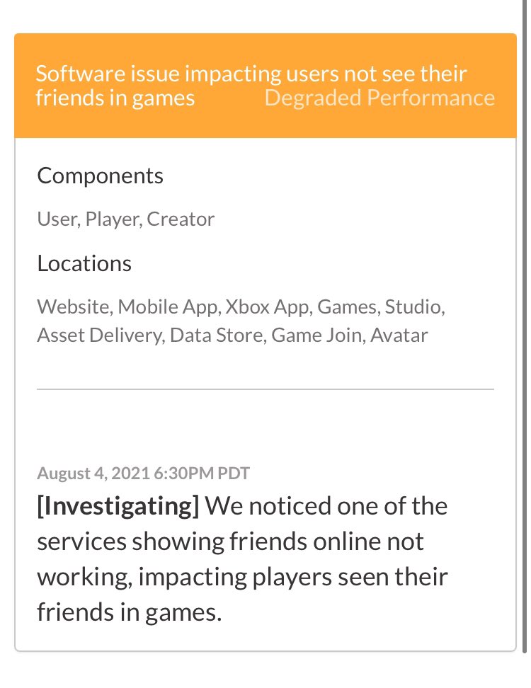 Roblox Status on X: We are investigating the issue. #RobloxDown