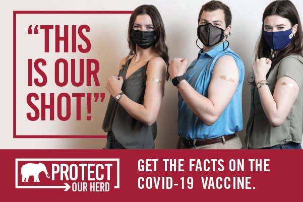 UofAlabama's tweet image. UA has announced new COVID-19 vaccine rewards for students who are enrolled for the fall semester. By rolling up your sleeve, you’ve helped Protect Our Herd and this is our way of saying thank you! Get the details: bit.ly/3y5LYls