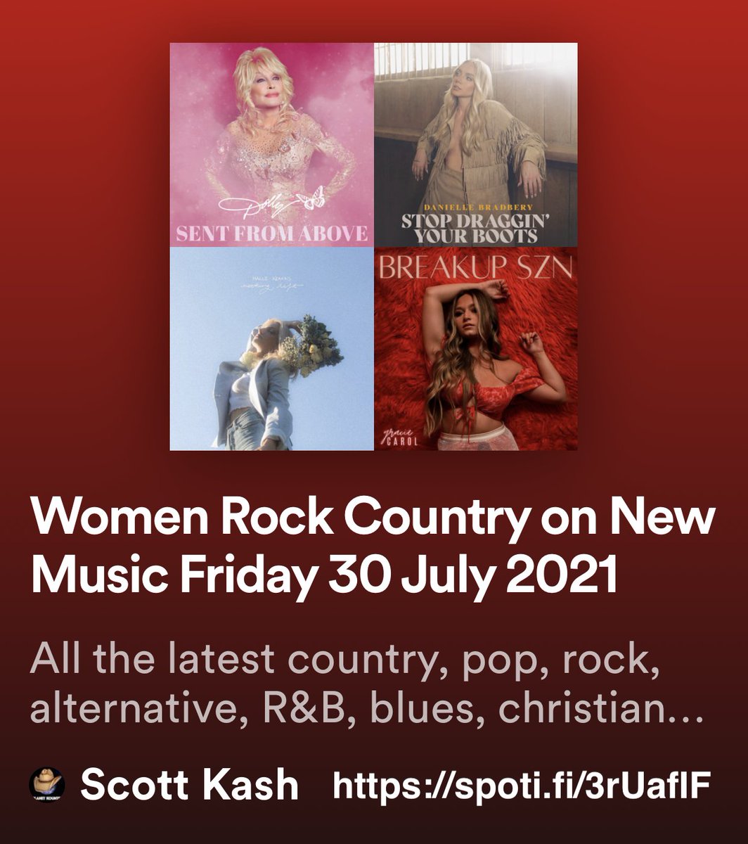 ScottKash88's tweet photo. Here’s the new Women Rock Country on #NewMusicFriday playlist for the new releases from last week #WomenOFCountry

@eLyonsMusic
@doriFreeman
@valerieponzio 
@LexiJamesMusic
@SarahbethTaite
@thegraciecarol 
@rebekahsmusic
&amp; many more

#Spotify
https://t.co/SJ1ApghFT7 https://t.co/lL8IGexIOY