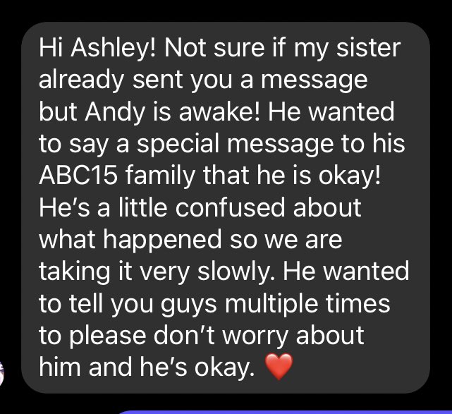 UPDATE FROM ANDY’S SISTER!!!